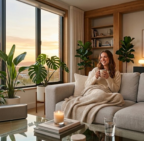 Auswahl an natürlichen Lebensmitteln – Nüsse, Kräuter, Fisch und frisches Gemüse